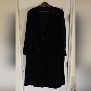 Lane Bryant Classic Long Black Velvet Overcoat Size 24